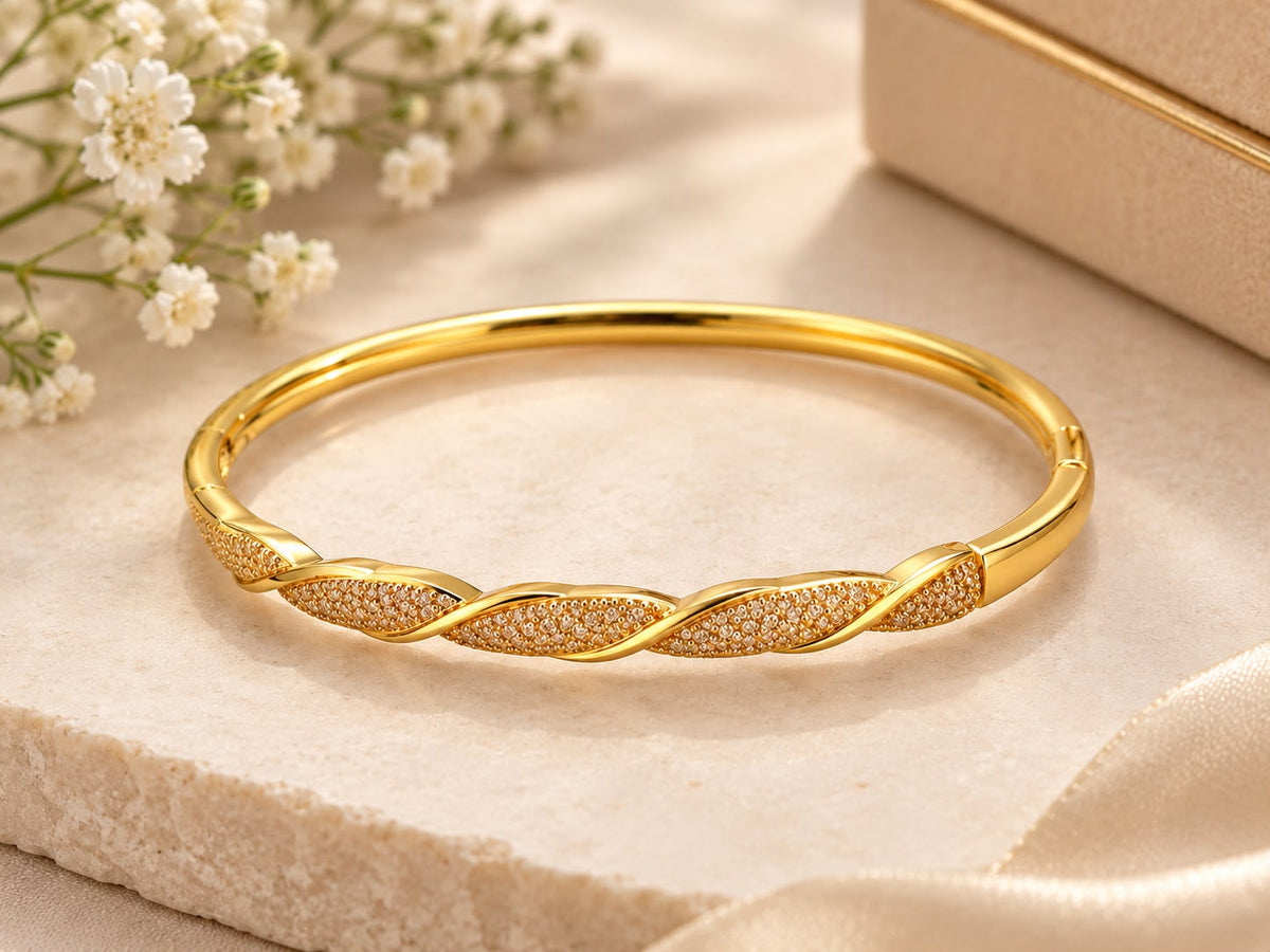 Golden Twist Leaf Bangle