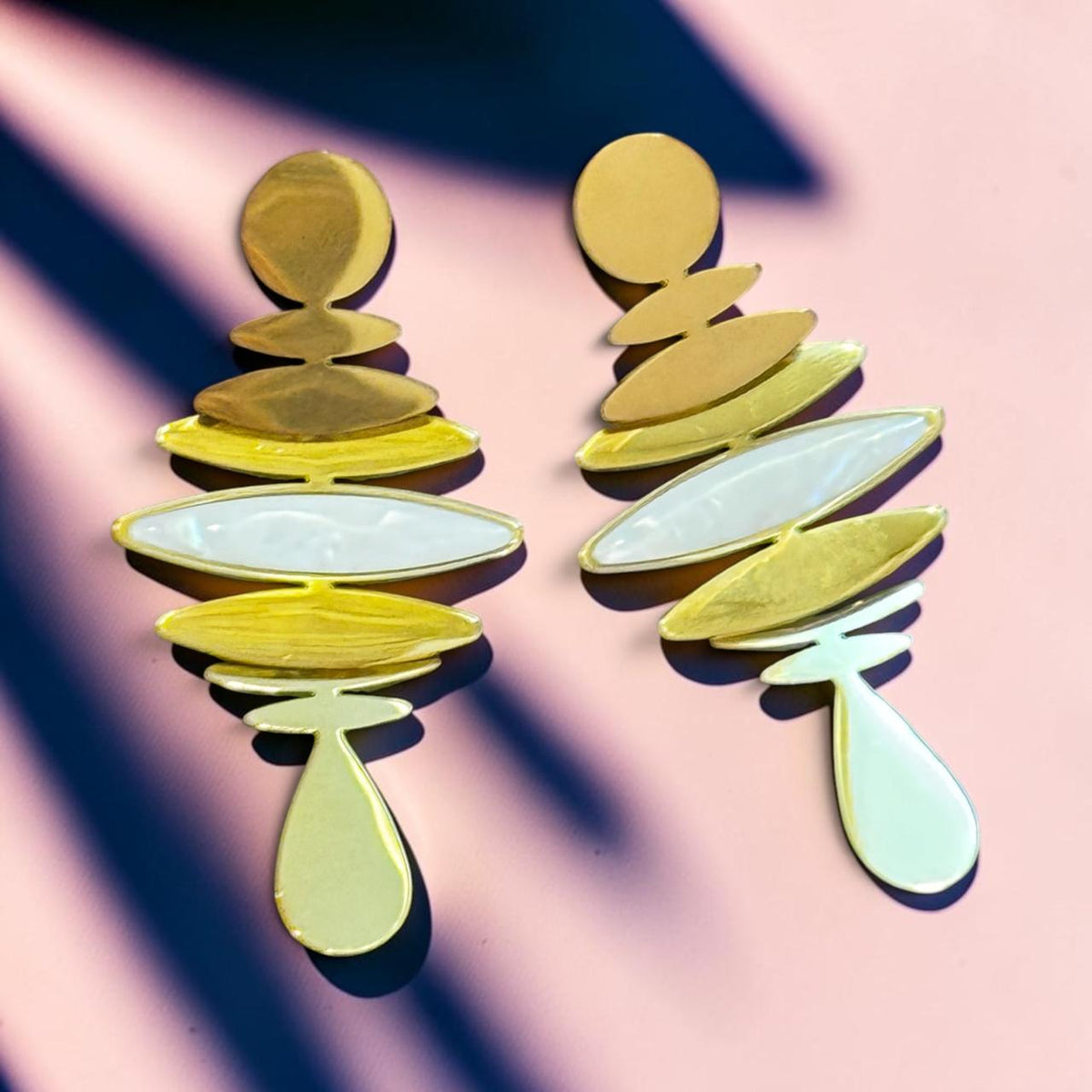 Golden Aura Abstract Statement Earrings