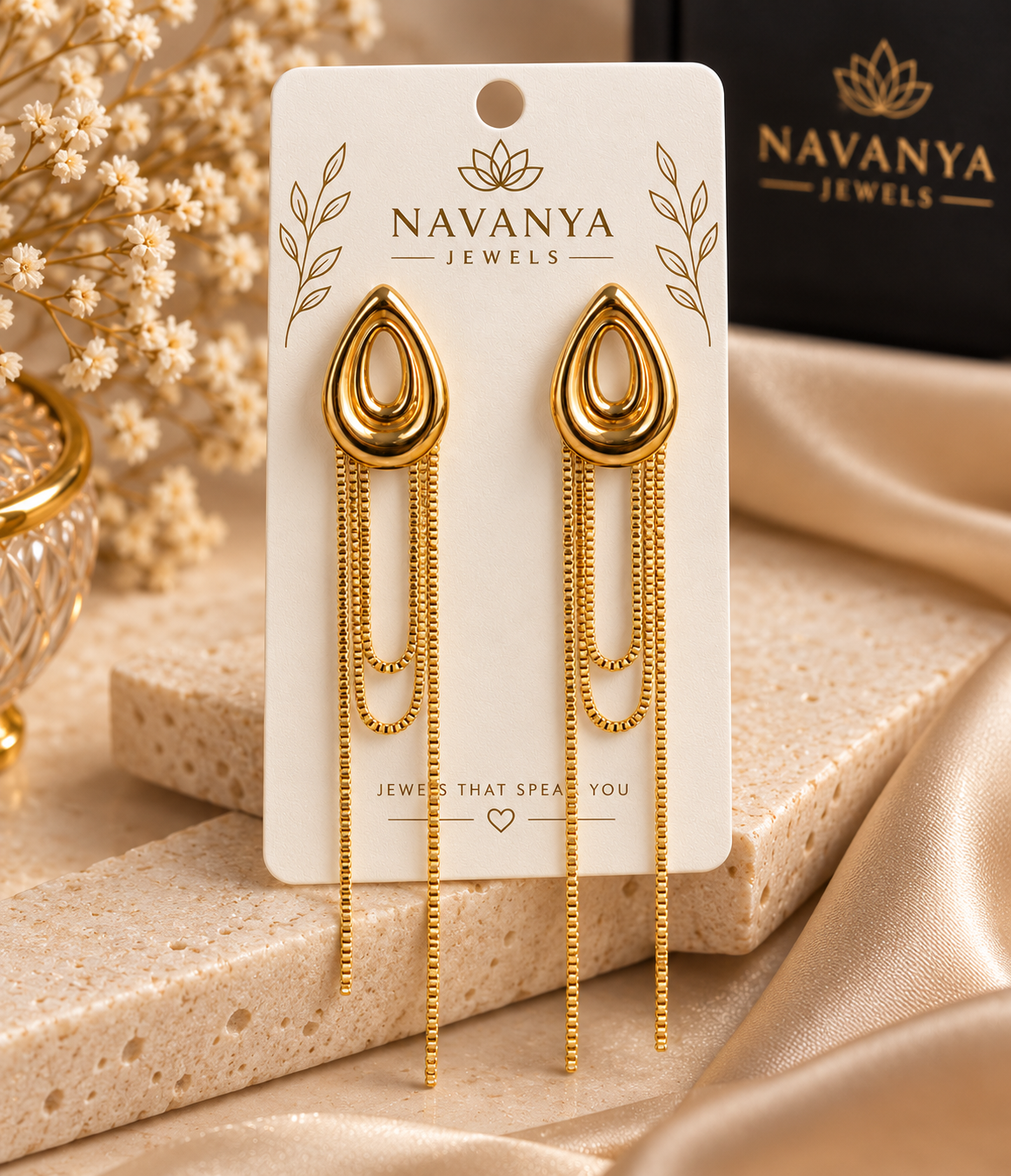 Navanya Gold Cascade Earrings