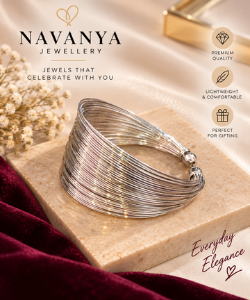 Navanya Silver Radiance Multi-Wire Cuff