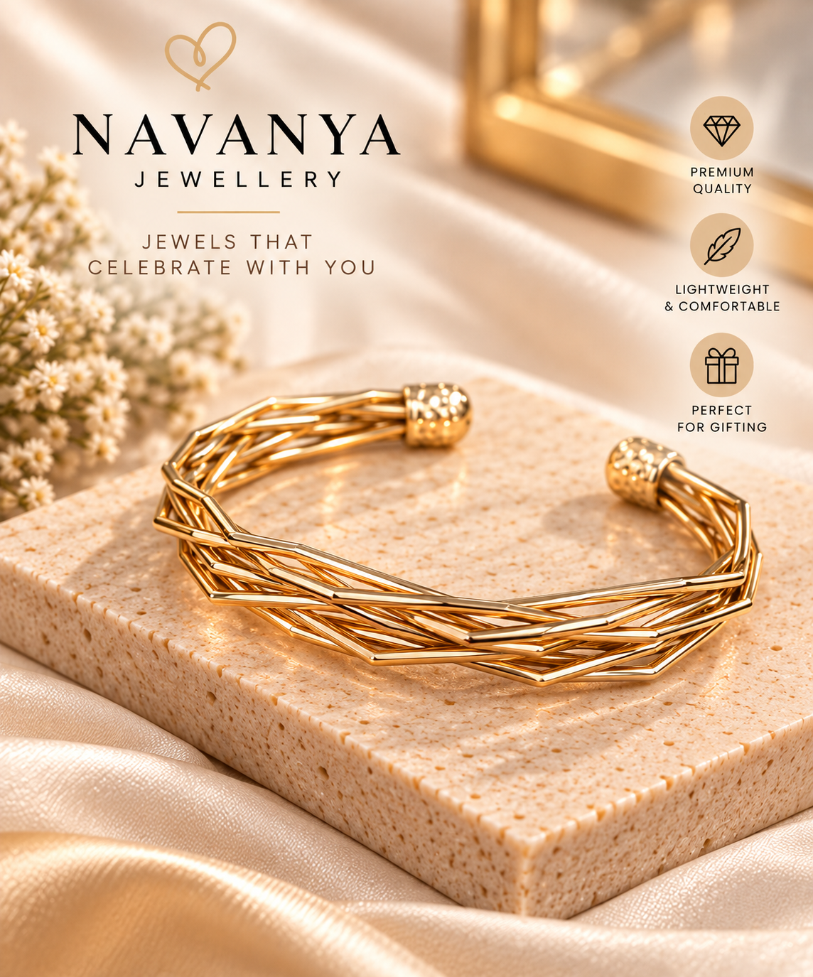 Navanya Golden Weave Cuff