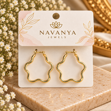 Golden Petal Wave Hoop Earrings