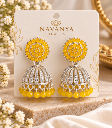 Sunshine Glow Yellow Jhumka Earrings