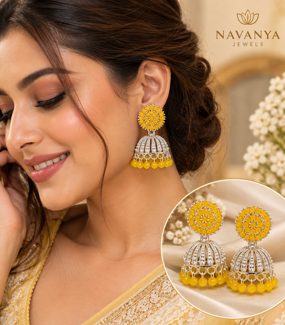 Sunshine Glow Yellow Jhumka Earrings