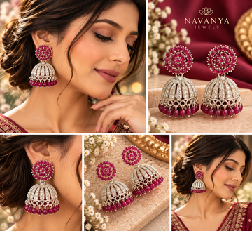 Ruby Radiance Magenta Jhumka Earrings