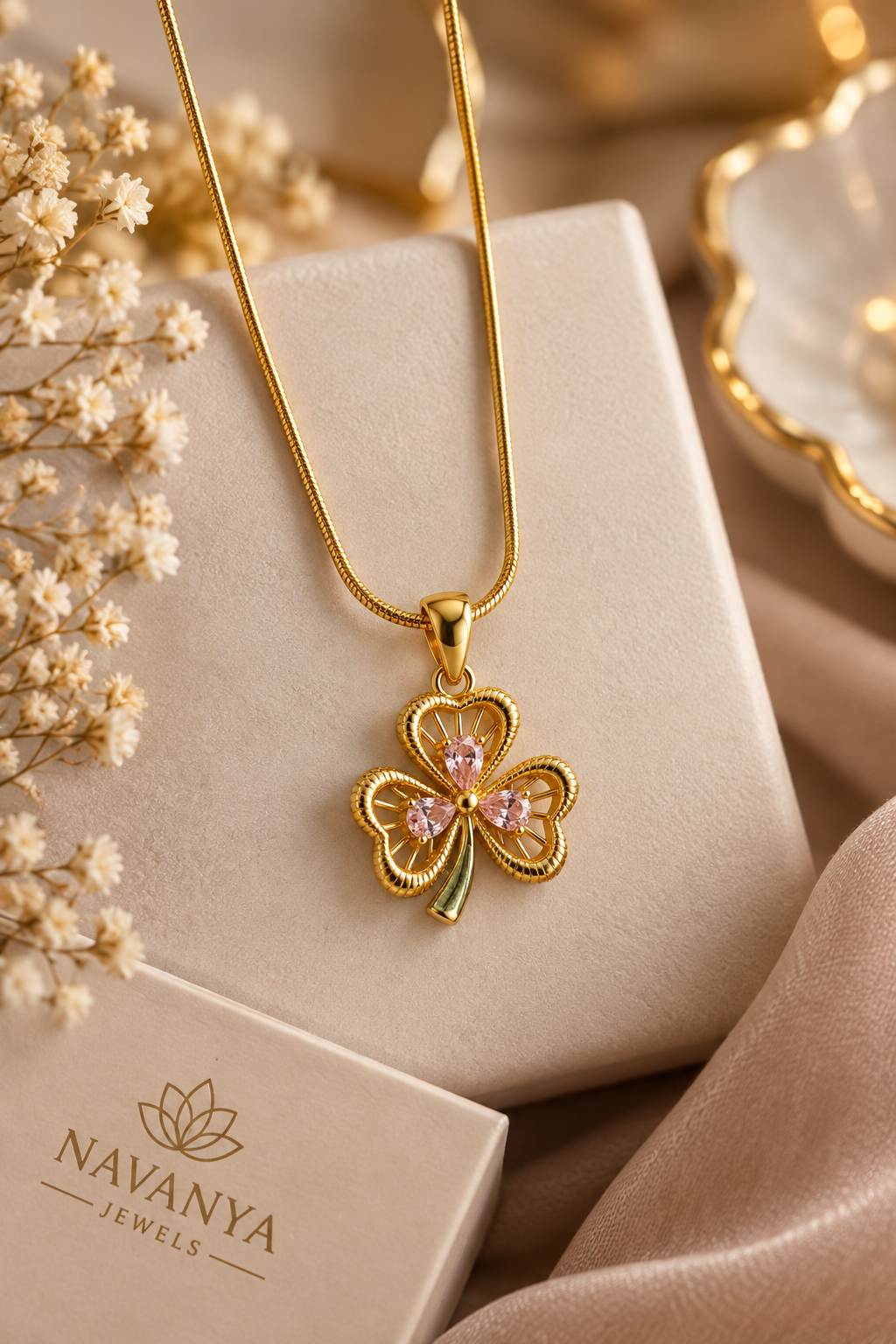 Elegant Gold Clover Pendant Necklace