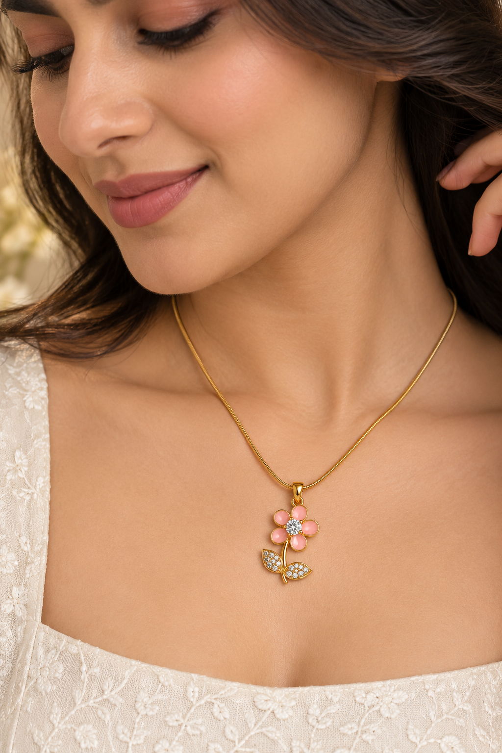 Elegant Pink Flower Pendant