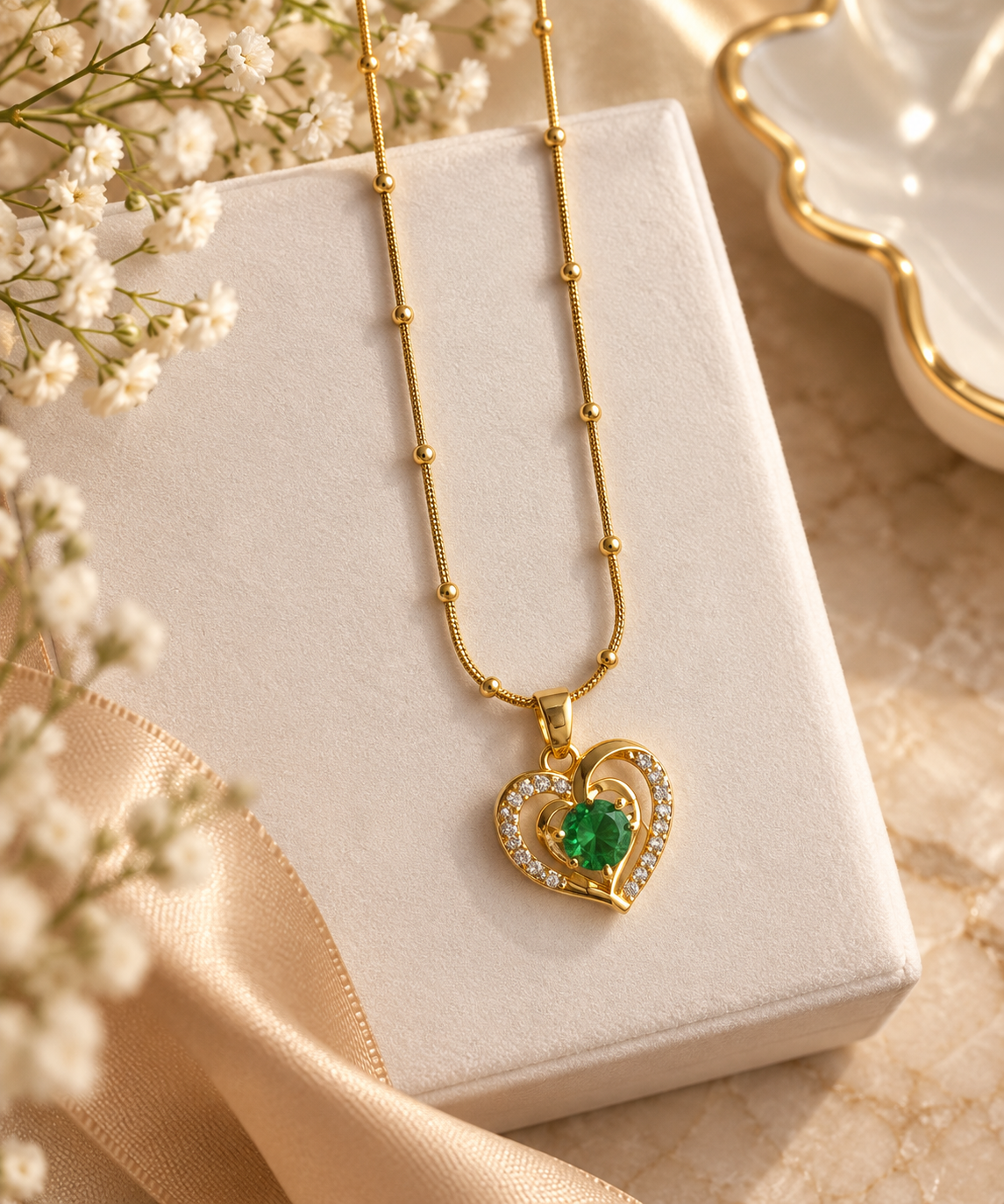 Timeless Emerald Heart Necklace