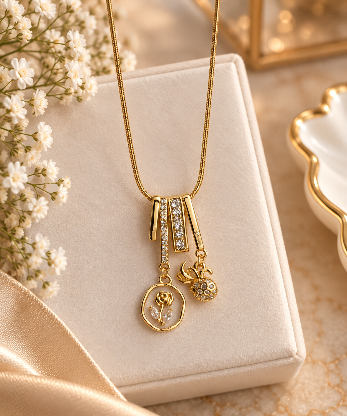 Luxurious Gold Pendant Still Life