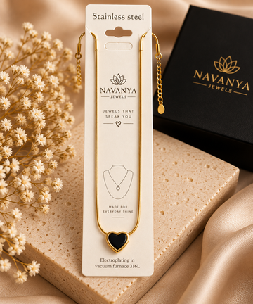 Navanya Black Heart Necklace