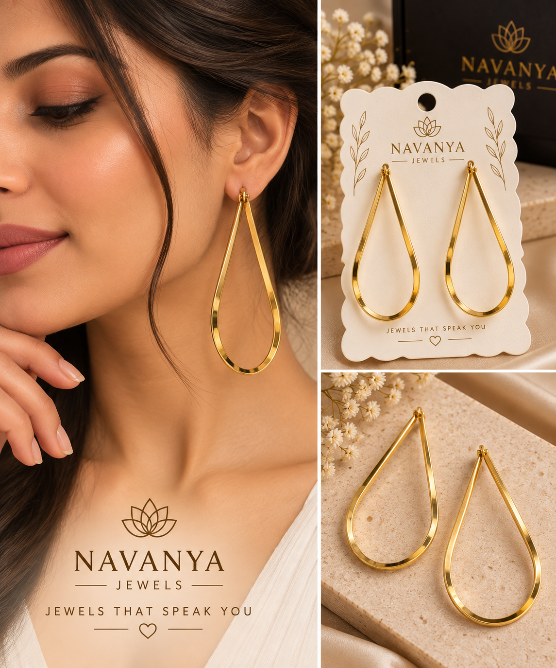 Navanya Gold Teardrop Elegance