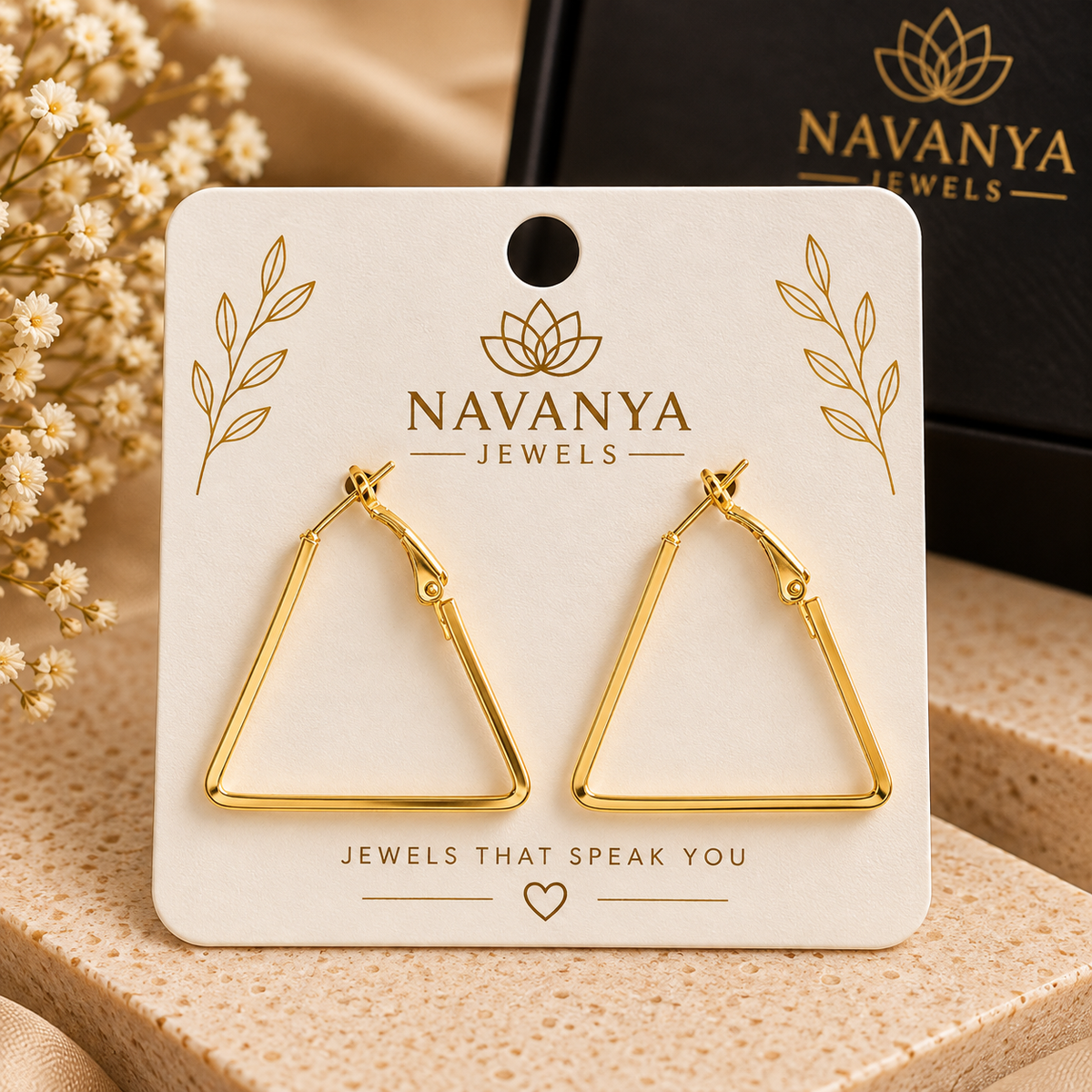 Gold Triangle Hoop Earrings