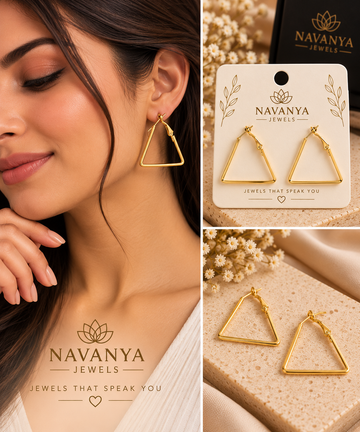 Gold Triangle Hoop Earrings