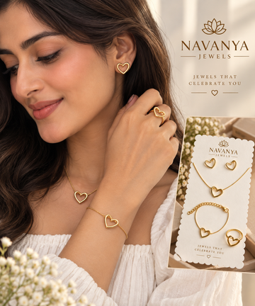 Navanya Gold Heart Jewelry Set