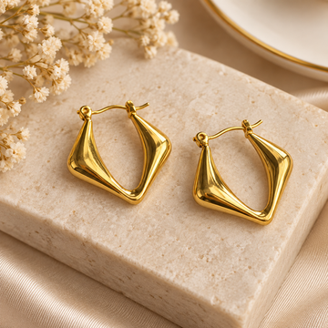 Golden Geometric Hoop Earring