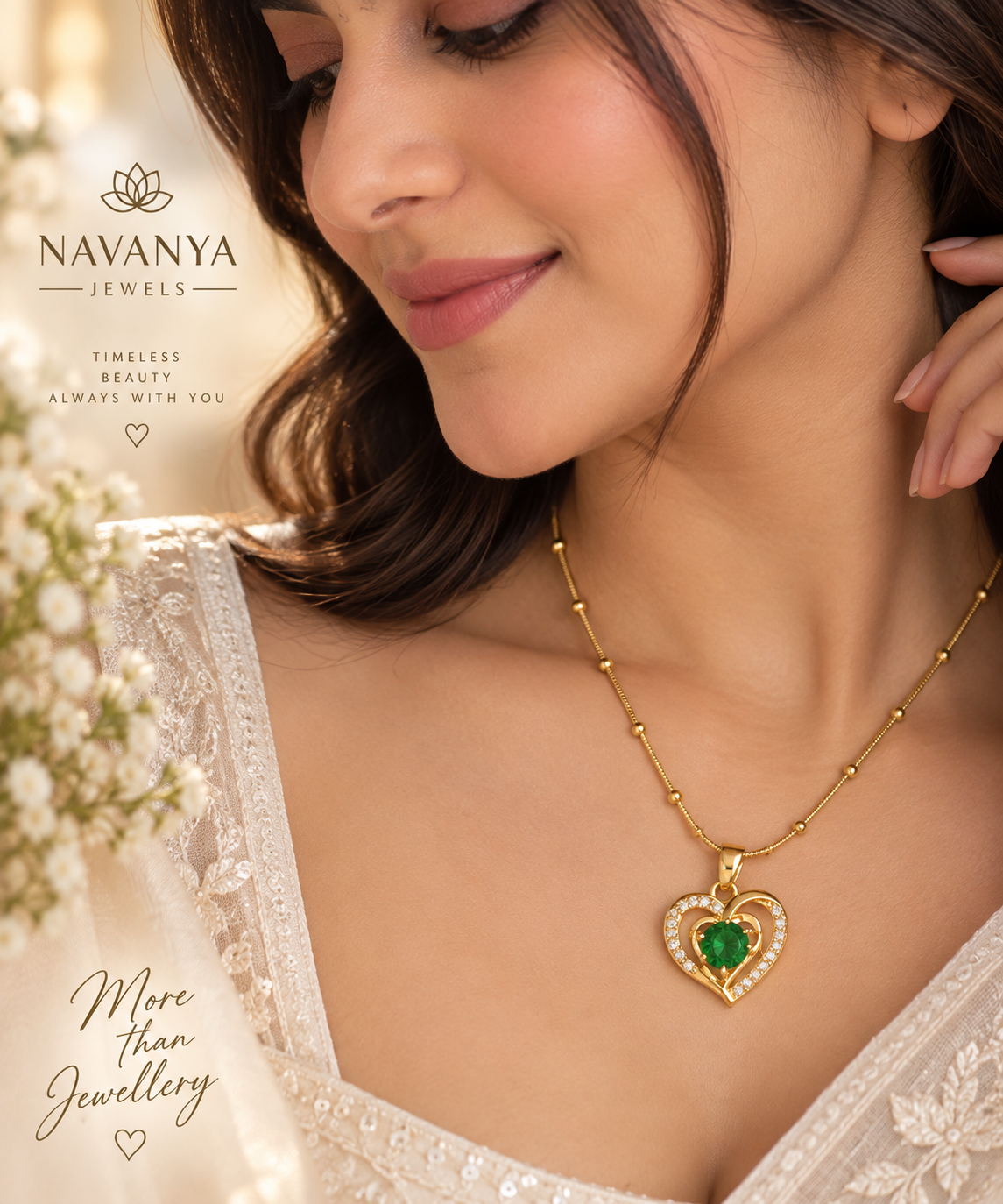 Timeless Emerald Heart Necklace