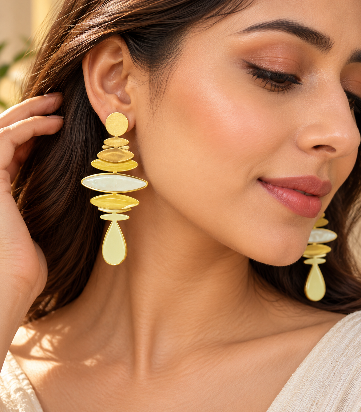 Golden Aura Abstract Statement Earrings