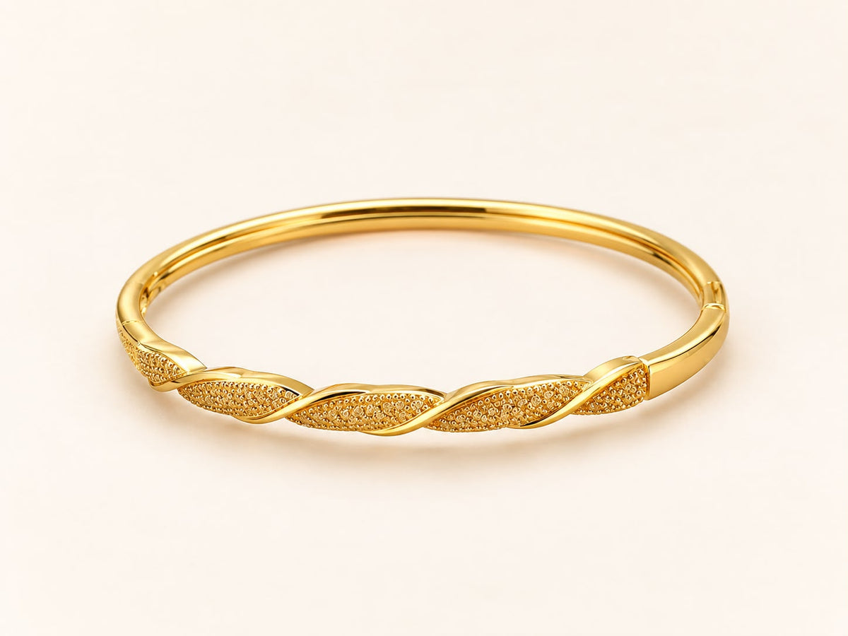 Golden Twist Leaf Bangle